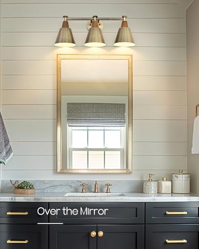 FEMILA Antique Gold Bathroom Vanity Light, 3-Lights Industrial Modern Wall - Image 4