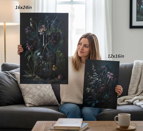 hijyord 3 Pcs Dark Academia Floral Canvas Wall Art 16x24in Unframed - Image 4