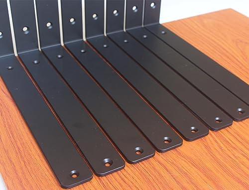 10 Pack - L 12" x H 8" x W1.5, 5mm Thick Black L Shelf Bracket, Iron Shelf - Image 5