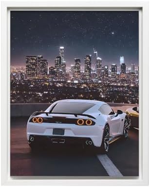 InkFlow Posters City Skyline Sports Car Canvas Poster by InkFlowPosters