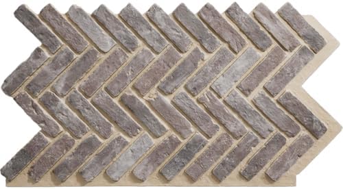 EverStone Herringbone Faux Brick Panel, 46 1/2"W x 25 1/4"H x 1"D, Limewashed by EkenaMillwork