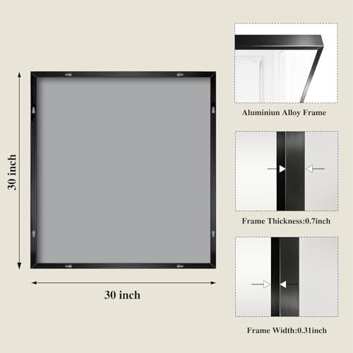 Koonmi Black Mirrors for Wall, 30x30 Inch Bathroom Mirror, Rectangular Wall - Image 2