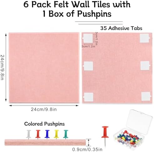 Cork Board Alternative 28" x 19", 6 Pack Felt Bulletin Boards, Pin Board - Image 2