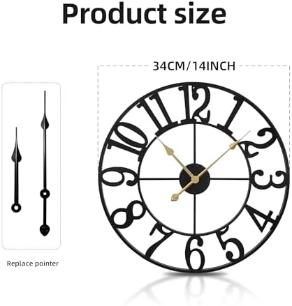 Wall Clock Battery Operated, Silent Non Ticking Modern Rustic Metal Small Clocks - Image 2