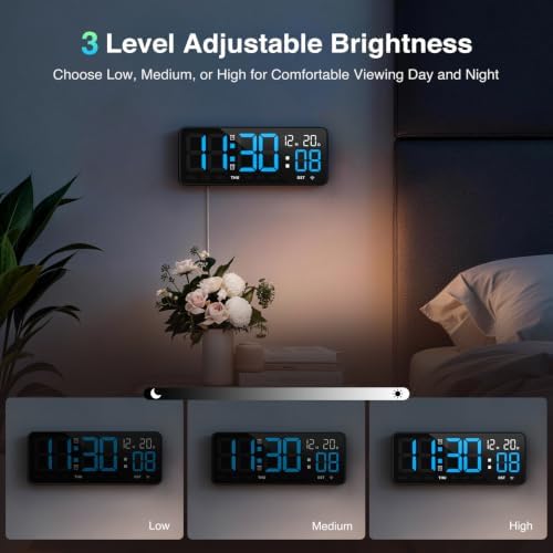 WiFi Digital Clock 12", Digital Wall Clock WiFi Sync - Image 6