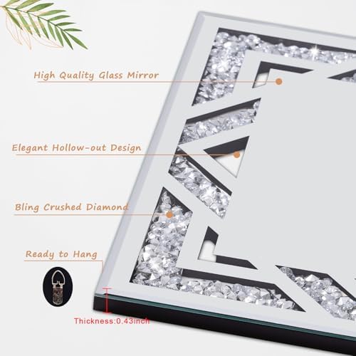 2 Piece Square Hollow Crushed Diamond Decorative Mirror - Image 2