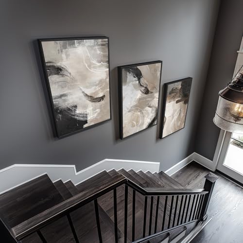 Large Framed Neutral Modern Abstract Wall Art - Image 2