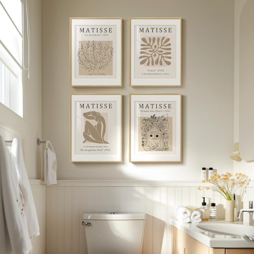 Framed Neutral Beige Matisse Abstract Wall Art - Image 2