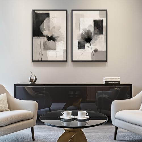 Framed Neutral Abstract Floral Wall Art - Image 4