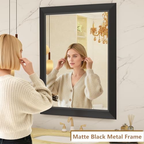 SMIROR 40x38 Matte Black Bathroom Vanity Mirror - Image 4