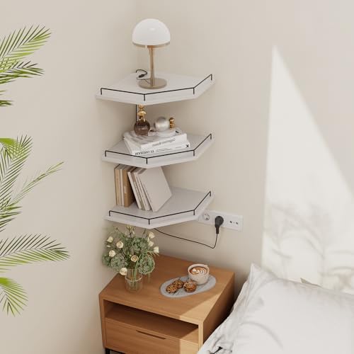 JJL Corner Shelf Wall Mounted, 12 Inches 3-Tier Floating Corner Shelf - Image 2