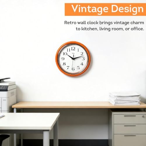 Lily's Home Retro Wall Clock, 9.5 Inch Vintage Design, Silent Non-Ticking - Image 6