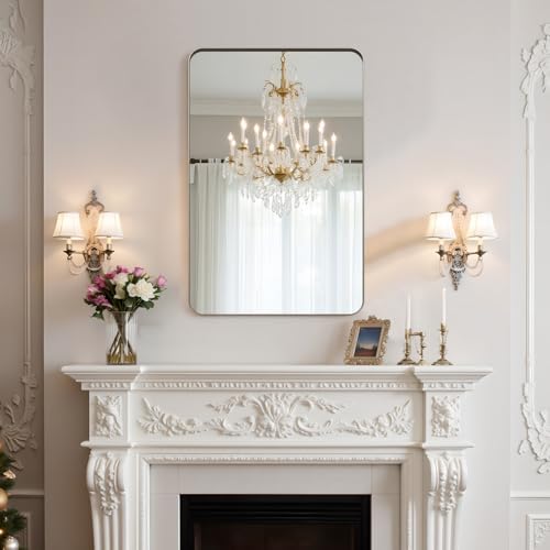 Kosmonia 30"x20" Bathroom Mirror, Large Brushed Nickel Vanity Mirror - Image 6