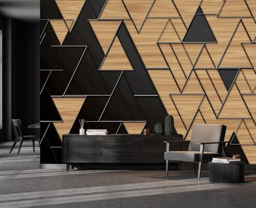 Modern 3D Geometric Wood Triangle Wallpaper Peel Stick by Cliouar