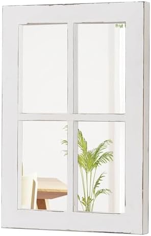 Rustic Small Window Pane Mirror Wall Decor 11 X 16 Inch by Sintosin