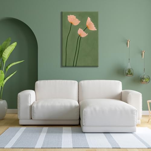 Olive Green Botanical Wall Art Vintage Peony Blush Trio Poster Prints - Image 3