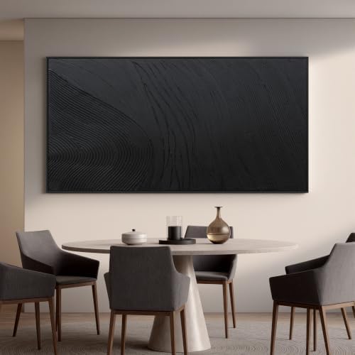 large black abstract wall art modern Hand-drawn canvas wall art decor - Image 5