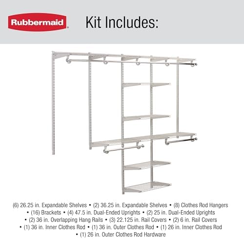 Rubbermaid Configurations Deluxe Custom Closet Kit 4-8 Ft. Adjustable Metal - Image 6