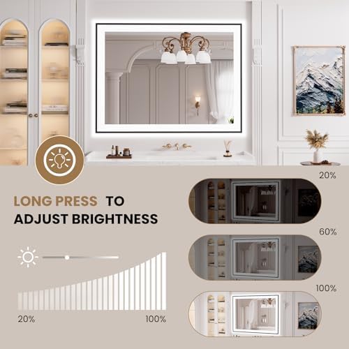 LOAAO 40"X30" LED Bathroom Mirror Black Framed - Image 3