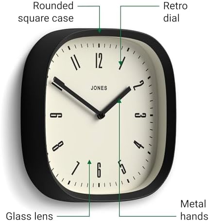 JONES CLOCKS® Marvel wall Clock | Modern Retro Rounded Square Clock | 10" | - Image 6
