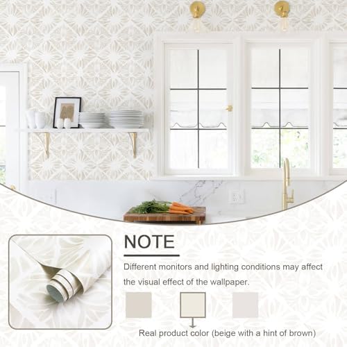 Boho Wallpaper Neutral Peel and Stick Wallpaper 197"x17.3" Geometric Wall Paper - Image 4