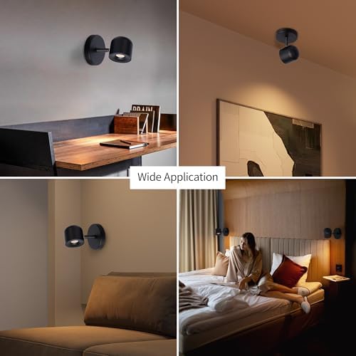 Aisilan 2 Packs Modern Adjustable Wall Sconce Fixture Black LED Warm White - Image 2