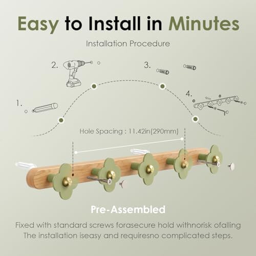 Tindbea Upgreded Heavy Duty Coat Rack Wall Mount - Image 5