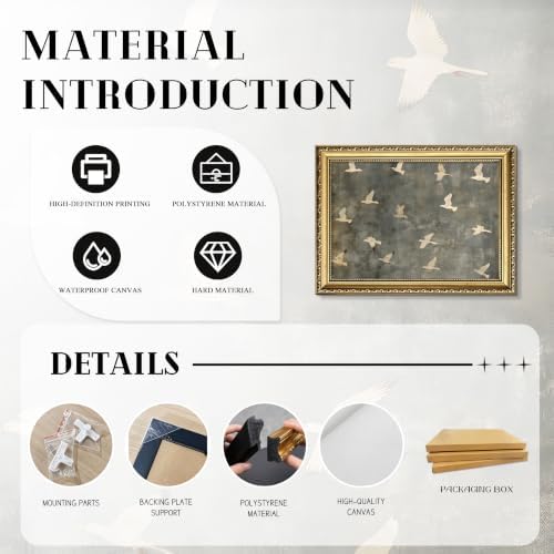 Gold Framed Flying Bird Wall Art, Vintage White Dove Print - Image 5