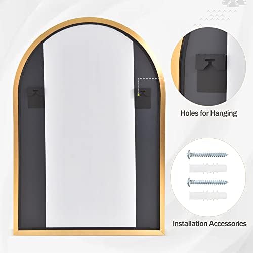 HARRITPURE Arched Bathroom Mirror 24" x 36“ Gold Modern Wall Mirror Aluminum - Image 7