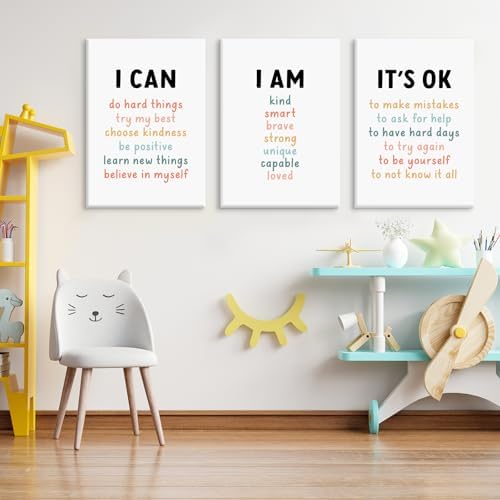 Kids Affirmation Wall Art Positive Canvas Wall Decor Inspirational Quotes - Image 5