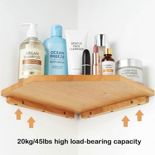 JiudunsKylight Oak 3-Tier Corner Floating Shelf Set - Image 6