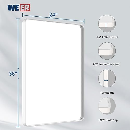 WEER White Bathroom Vanity Mirror 24x36 Inch - Image 6