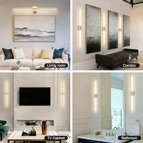 Battery Operated Wall Sconce, 3000K-6000K Dimmable Gold Wall Lights - Image 6