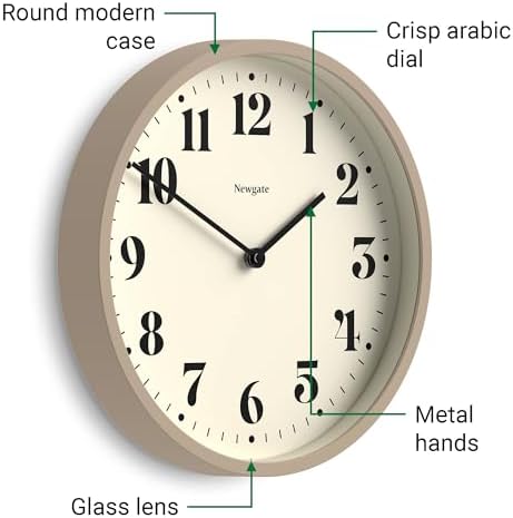 NEWGATE® Number Four Theatre wall Clock | Modern Round Clock | 12" | Stone | - Image 5