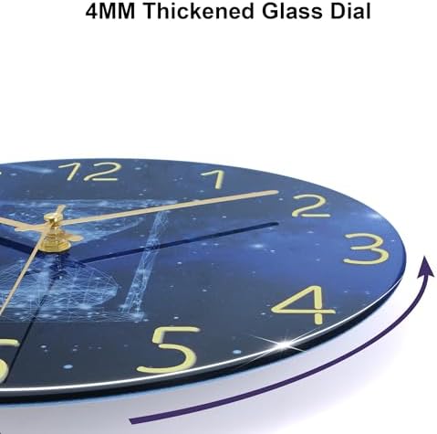 Lafocuse 12 Inch Glass Galaxy Blue Wall Clocks Battery Operated Hourglass - Image 6