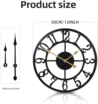 Wall Clock Battery Operated, Silent Non Ticking Modern Rustic Metal Small Clocks - Image 2