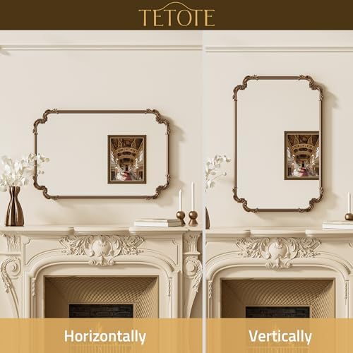 TETOTE Antique Gold Brass Rectangle Mirror - Image 6