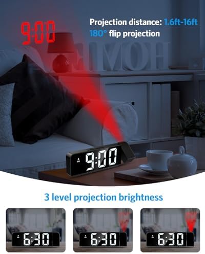 AMIR Projection Alarm Clock for Bedroom Ceiling, Projection Clock - Image 2