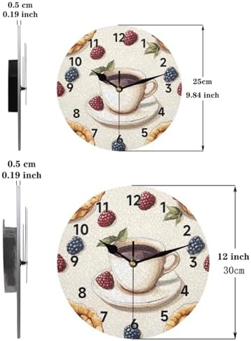Coffee Wall Clock 9.84 Inch Silent Wall Clocks Battery Operated Non Ticking - Image 7