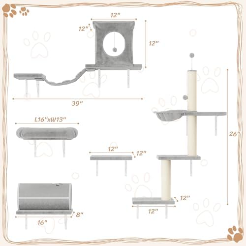 7-in-1 Wall Mounted Cat Climber Set, Cat Furniture Set - Image 2