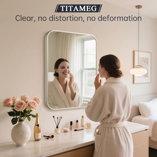Brushed Nickel Bathroom Mirror for Over Sink, Modern Decorative Vanity Mirror - Image 2