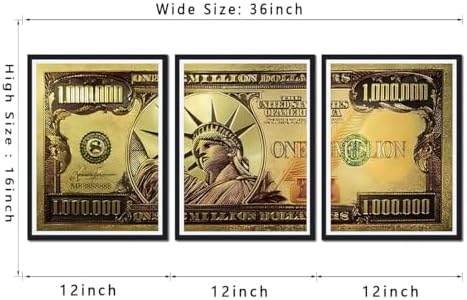 Black Framed Canvas Wall Art Gold Million Dollar Money The Statue of Liberty - Image 6