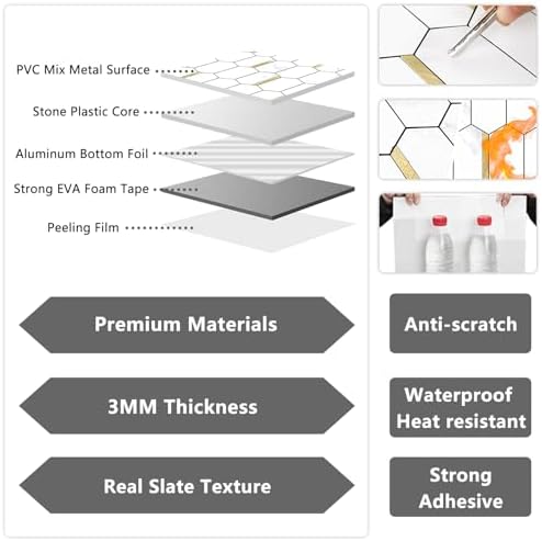 Vamos Tile Long Hexagon Peel and Stick Backsplash Tile - Image 3