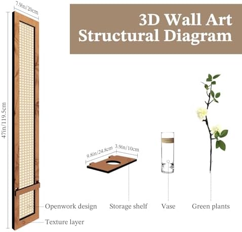 1PC Vertical Bamboo Weaving Wall Art, 47In x 8In - Image 3
