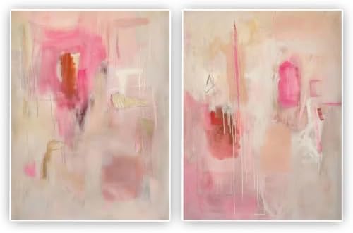 ZHGYGBN Modern Wall Art Pink Beige Abstract Set of 2 16x24 Inch Unframed by Unknown