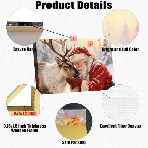 AVANT GARDE CANVAS Christmas Canvas Wall Art, Santa Claus Tenderly Petting - Image 5