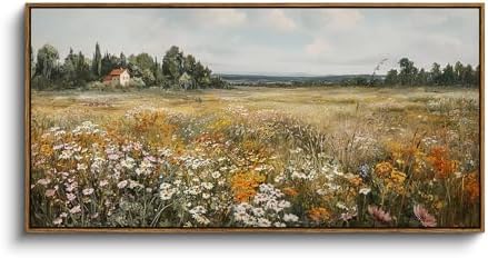 InSimSea Extra Large Framed Vintage Wall Art, Wildflower Meadow by InSimSeaArt