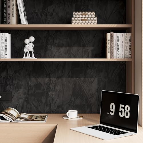 ReWallpaper 30in x 16.5ft Velvet Wallpaper Peel and Stick Black Wallpaper Self - Image 5
