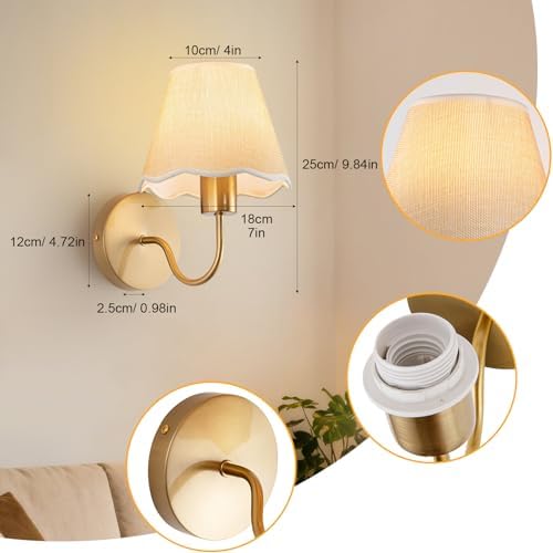 ADISUN Battery Operated Wall Sconce Set of 2, Cream Rattan Shade, Wireless Wall - Image 2