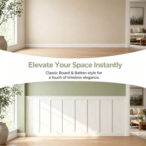 189 x 54 Inch MDF Premade Board and Batten Paintable Wainscoting Kit - Image 3